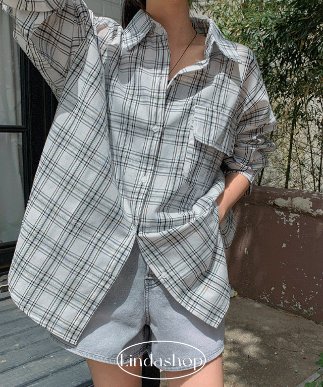 [캐주얼/여름용] 알로드 카라넥 오버핏 루즈 체크 언발 셔츠-3color 오버핏 체크 여름 남방 셔츠 얇은 썸머 아우터 가디건